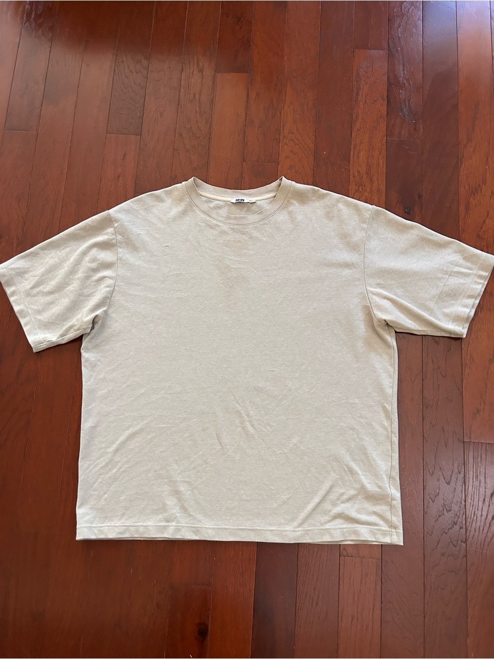 Uniqlo U AlRism Cotton Oversized T-Shirt (Size XL) beige cotton blend